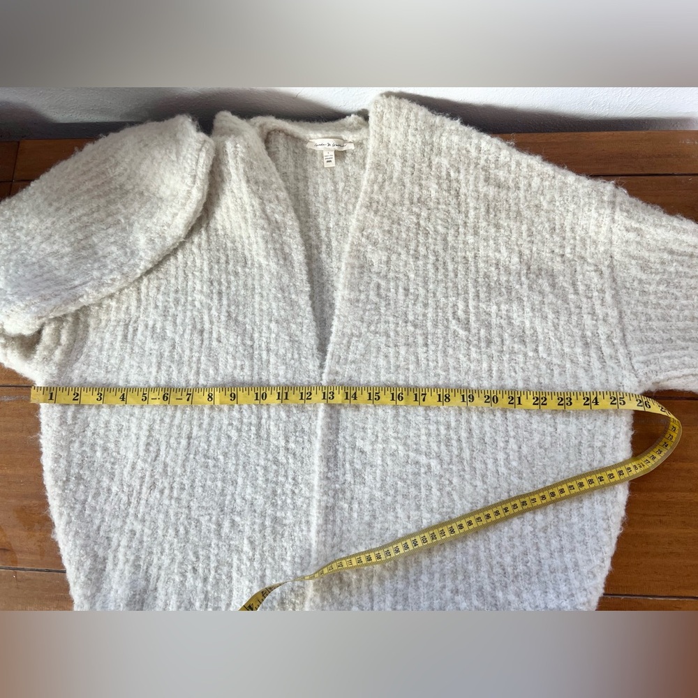 Anthropologie Grade and Gather Curly Yarn Open Cardigan Cream Oversized Sweater - Picture 12 of 12